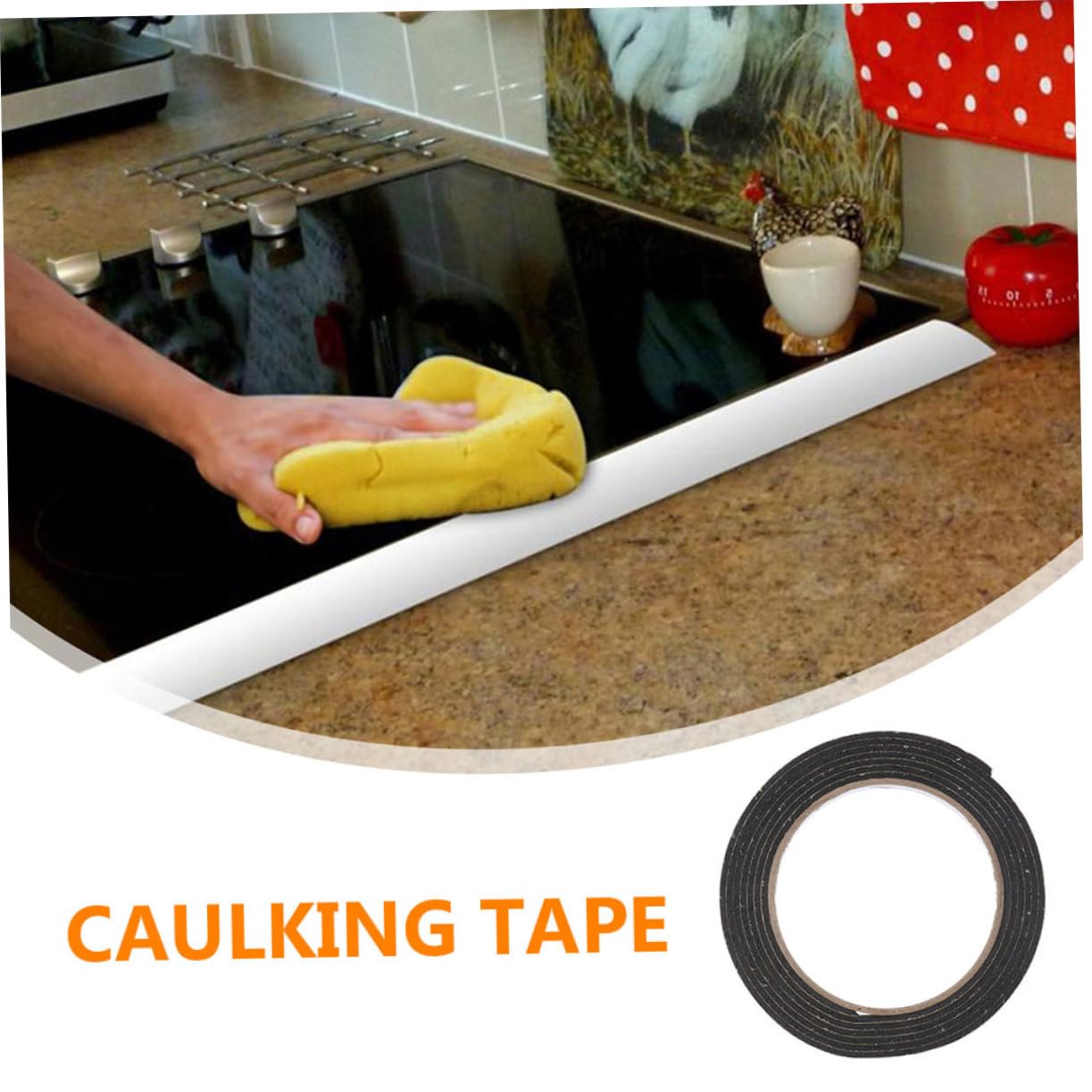 BUGUUYO 10Rolls Self Adhesive Sealing Tape for Gas Stove Gaps Caulking Strips for Dust and Sound Insulation Caulk Tape for Home and Kitchen Use