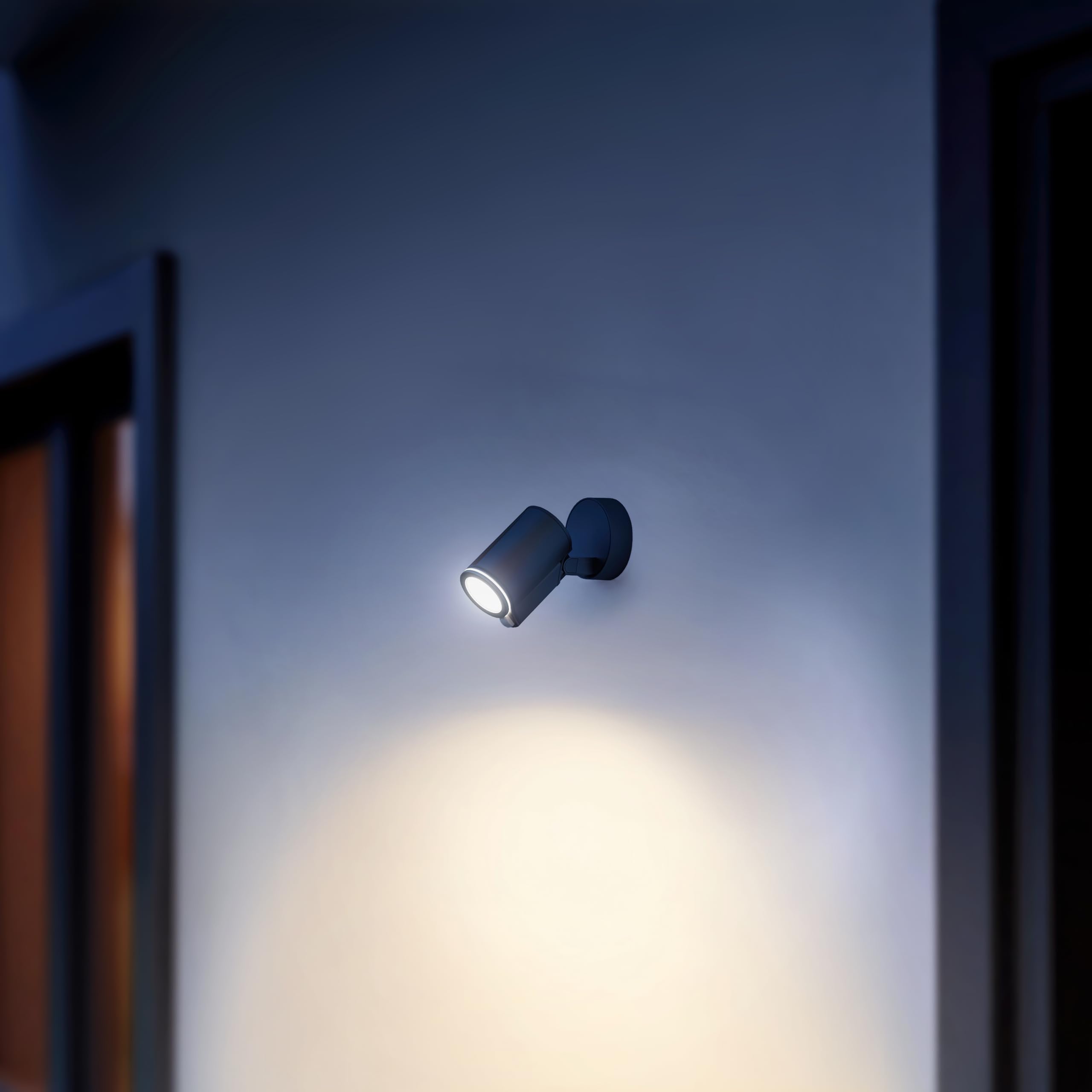 Steinel Spot ONE SC Foco LED, fabricado en aluminio, en color antracita, con consumo de 7,9 W, sensor de movimiento de 90° y bombilla LED GU10, conectable y controlable a través de una aplicación