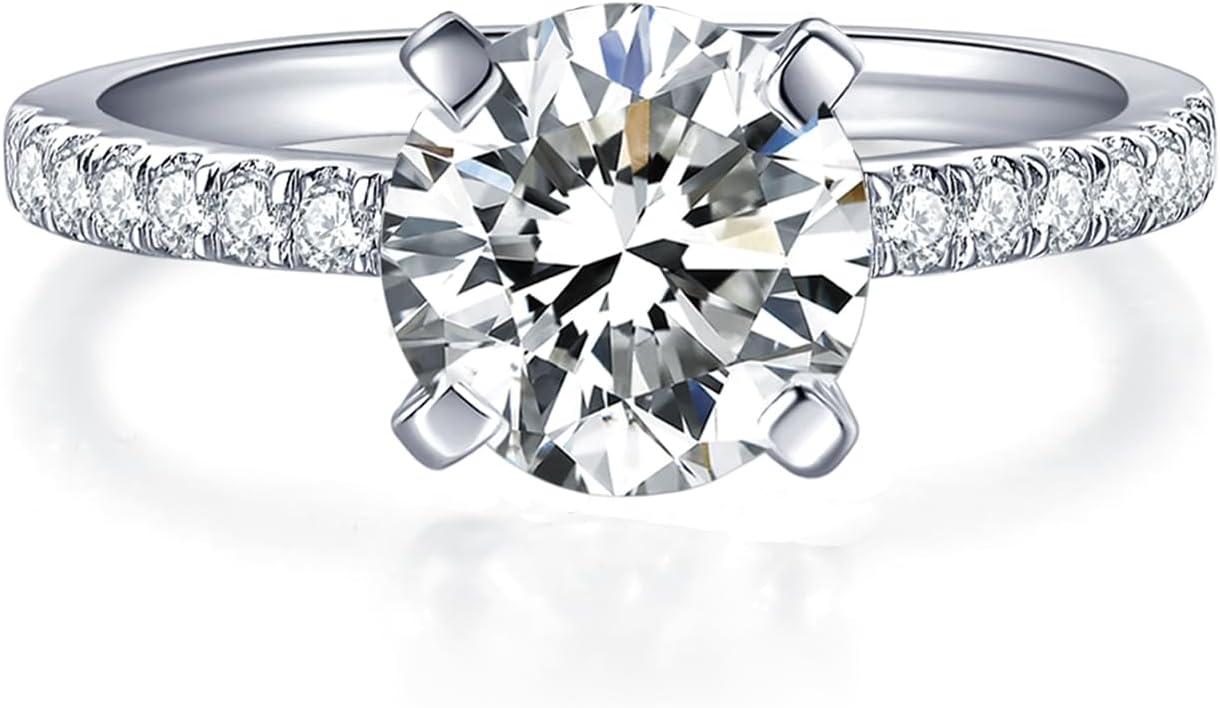 IMOLOVE Moissanite Engagement Ring D Color VVS1 Clarity Moissanite Engagement Rings for Women Wedding Rings for Women 1-2CT Lab Created Diamond Rings Promise Rings for Her Size 4-11