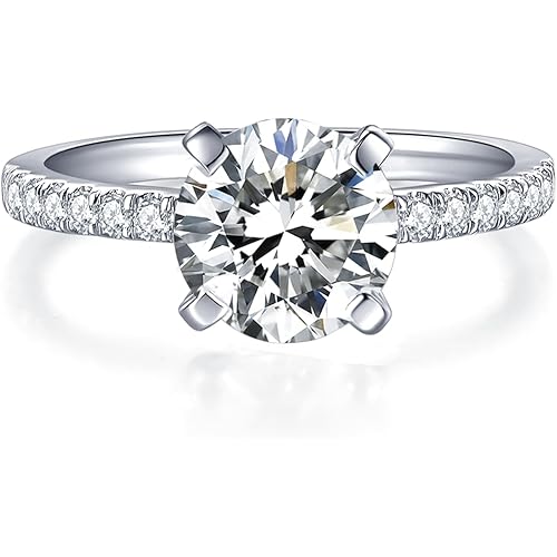 IMOLOVE Moissanite Engagement Ring D Color VVS1 Clarity Moissanite Engagement Rings for Women Wedding Rings for Women 1-2CT Lab Created Diamond Rings Promise Rings for Her Size 4-11