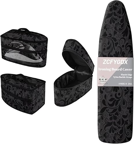 Miniatura 14 de Juego de funda para tabla de planchar con funda organizadora de hierro, 17 x 49 pulgadas, resistente al calor, 3 correas de sujeción ajustables,