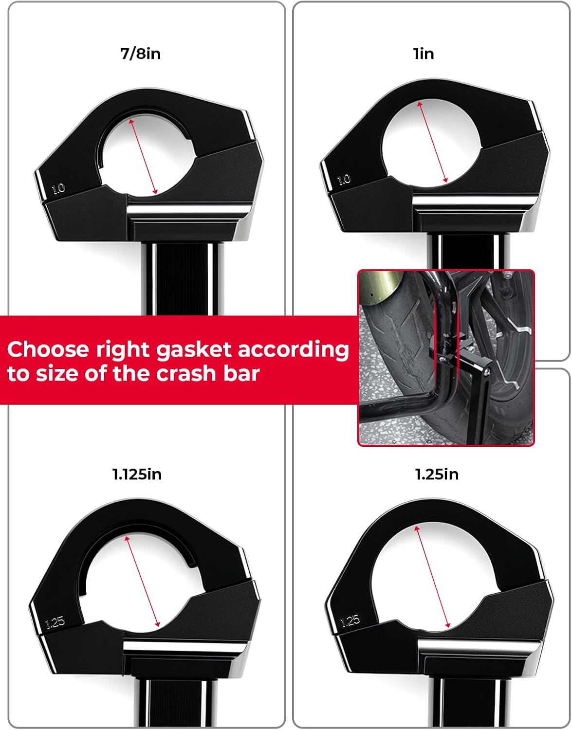KEMIMOTO Motorcycle Highway Pegs - Universal Adjustable Foot Pegs Fits 7/8" 1" 1.125" 1.25" Round Crash Bars, Compatible with Rebel 300 500 V-Strom Frame