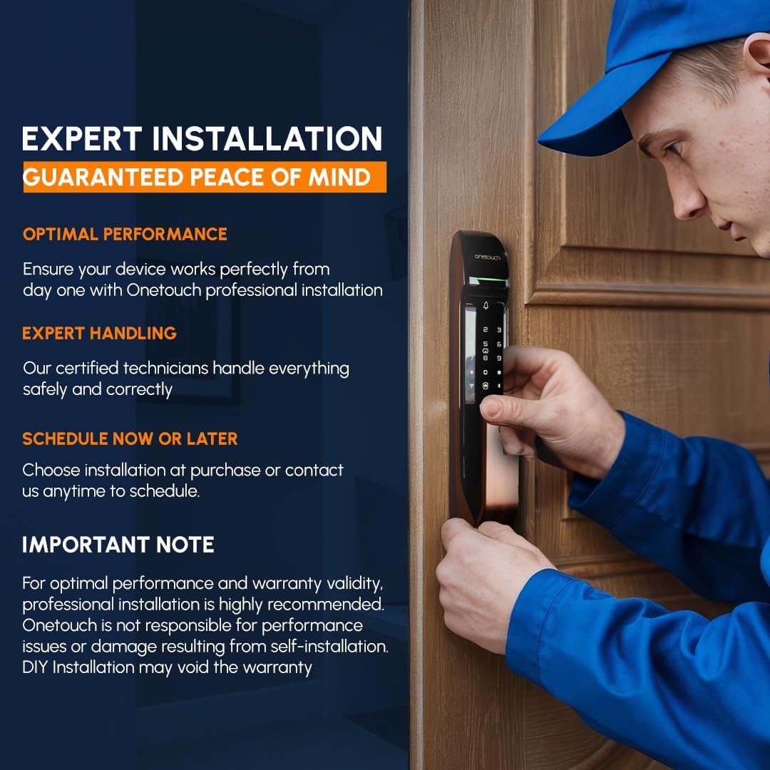 ONETOUCH Smart Digital Door Lock OT500 (BLE) | Fingerprint | Bluetooth Bridge | Mechanical Key | Free Installation | Strong Mortise SS304 | Electroplated Finish | Smartphone Integration (Black) 3
