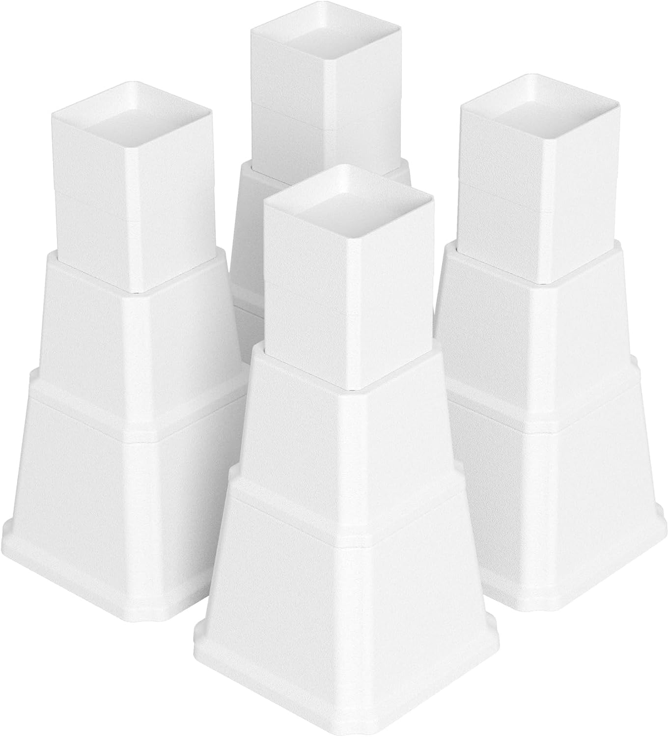 12 inch Bed Risers Heavy Duty, Adjustable Heights of 3,5,7,8,9,10,12 Inch, 2,000 lbs Lifts Up Furniture Risers for Couch Sofa and Desk Table Legs, Dorm Bed Lifters 4 Pack, White