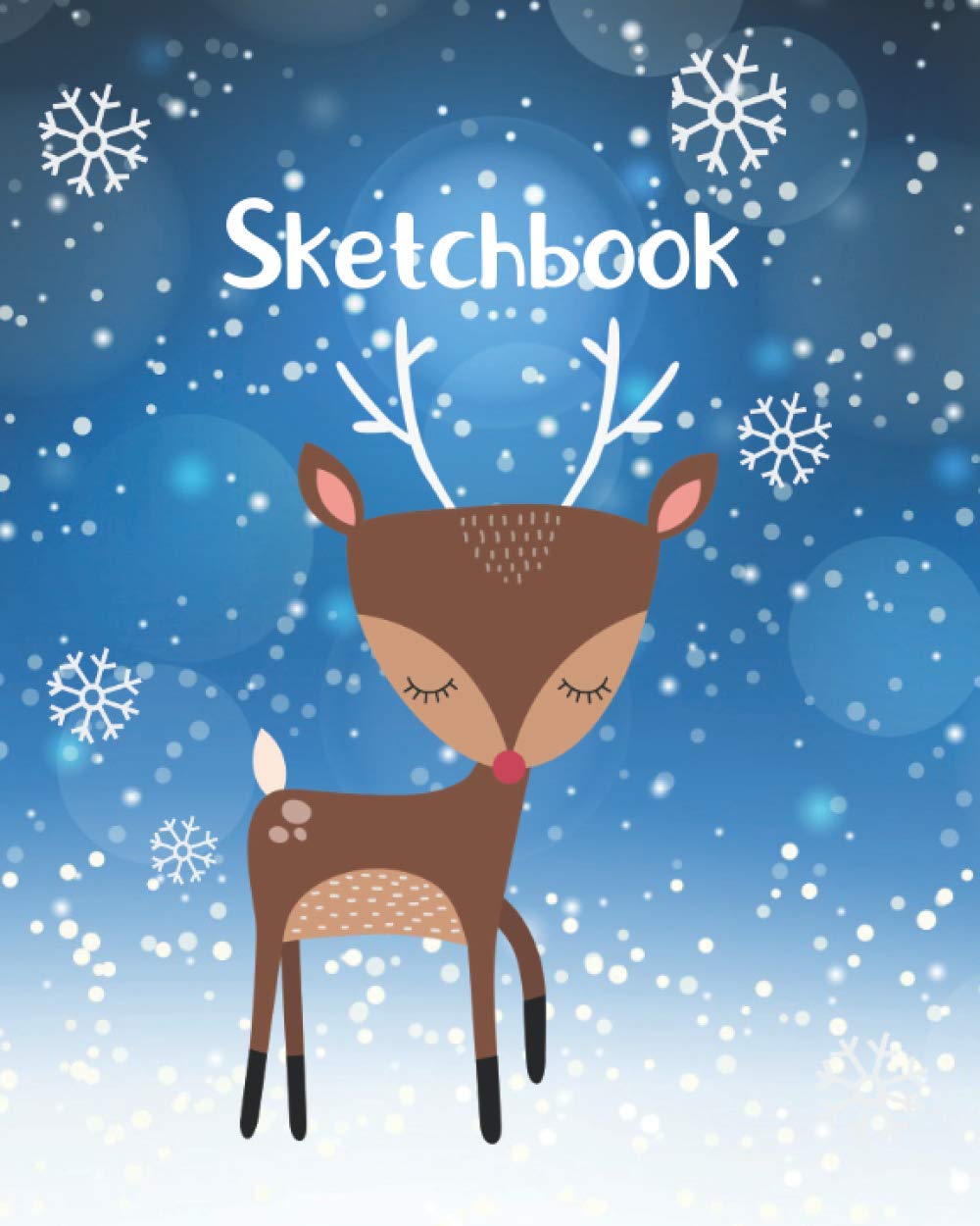 Christmas Sketchbook: Large Sketch Pad for Drawing Unruled Composition Notebook for Kids, Sketchbook for Drawing (Reindeer Cover)