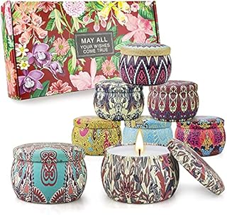 Scented Candles Set Gift for Her 8 Pack 4.4 Oz Natural Soy Wax Candles in Tin with Essential Oils for Home Fragrance Aromatherapy for Women Gift for Mum Wife Friends Birthday Valentines Presents