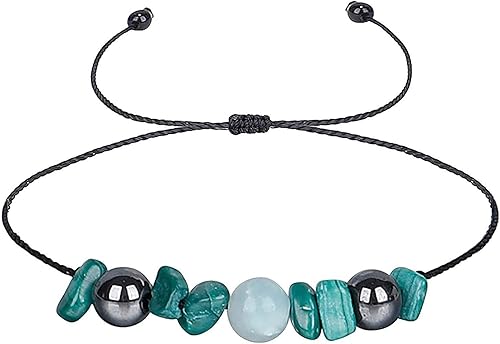 Miniatura 8 de Xuyuan Stone Bracelet - Handmade Beaded Bracelets for Women Wax String - Gemstone Bracelets Malachite Tiendaite Combination Bracelet for Dating,