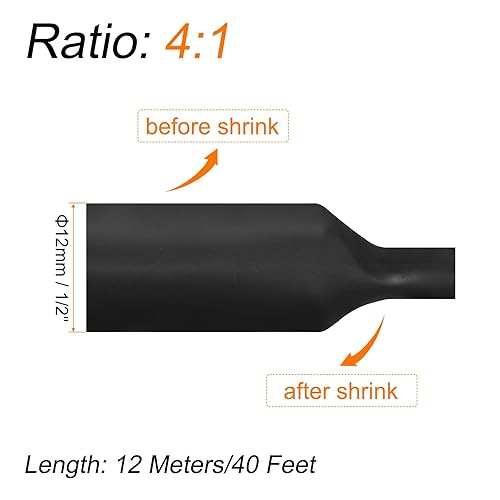 Miniatura 2 de MECCANIXITY Tubo termorretráctil, relación 41, diámetro de 12 pulgada de diámetro, 40 pies, tubo termorretráctil de doble pared, impermeable,