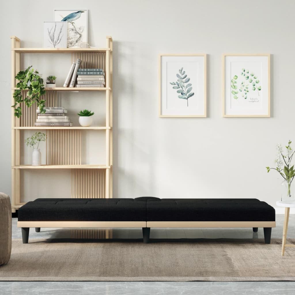 sofás de Dos plazas,Sofa 120 cm,Sofa Cama Dos plazas,Sofá Cama con portavasos Tela negroAdecuado para salón, Dormitorio