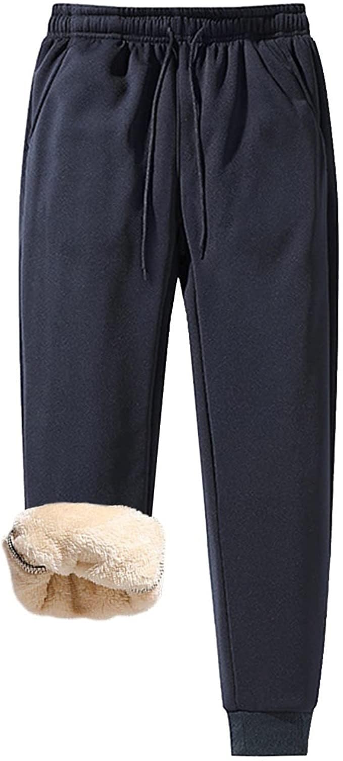 DTREEL Pantaloni termici da uomo in pile, lunghi, invernali, caldi, termici, con tasche