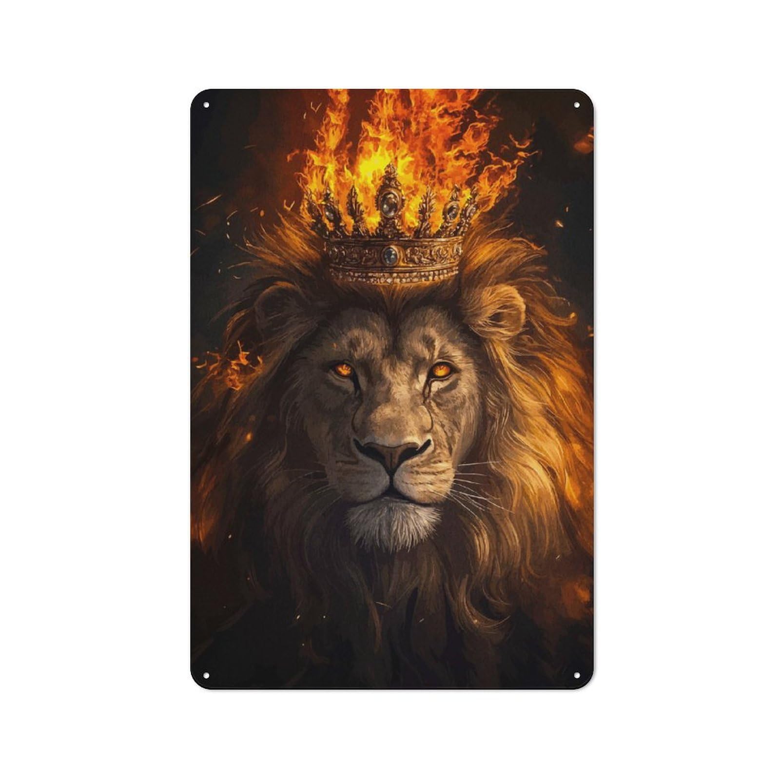Understated Office Metal Sign 30x20cm Featuring Fiery Lion, Studio Wall Plaque for Office, Study, Studio Or Hallway