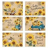 Hexagram Sunflower Placemats-Sunflower Placemats Set of 6-Sunshine Place Mats 12x18 Inch for Dining