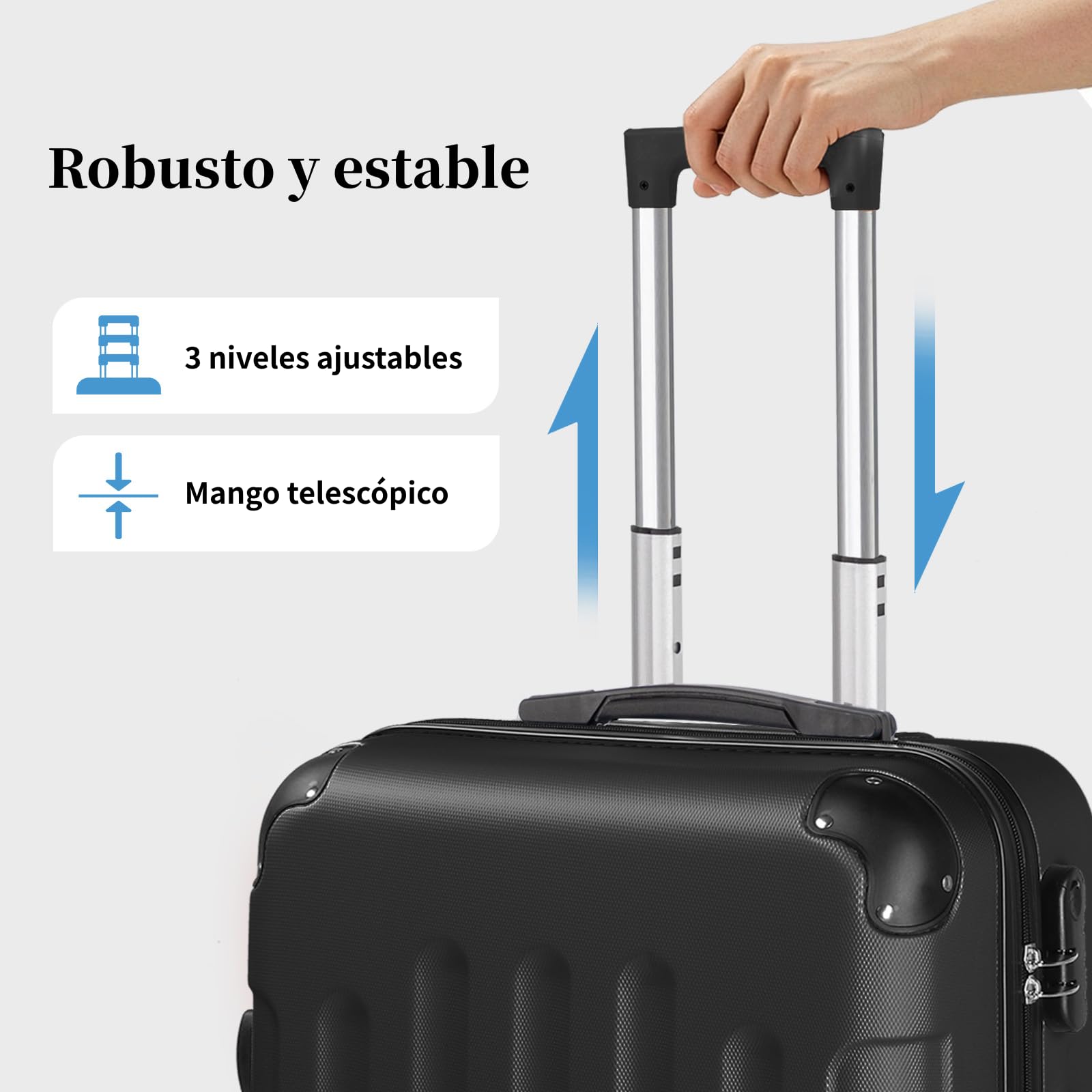 LEADZM Juego de Maletas de 4 Piezas con Refuerzos de Esquina (Negro) | Maletas de Viaje Grandes 23 Kilos, Maleta Cabina, Mediana, Maleta de Viaje