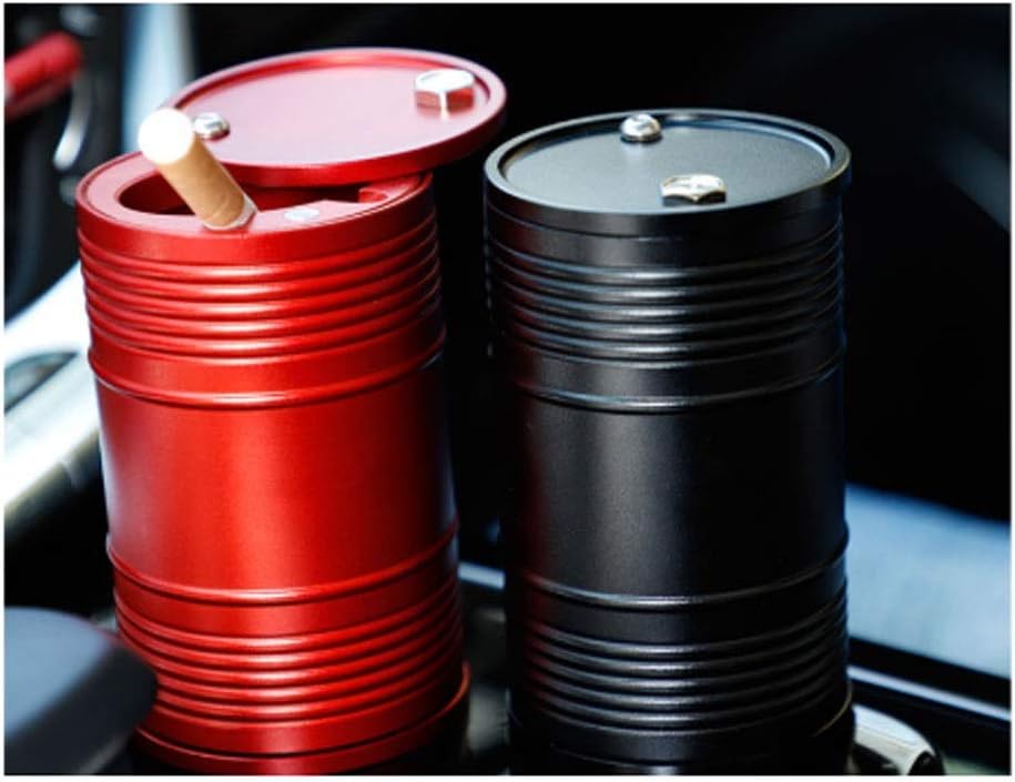 Ashtray Car Metal Ashtray with Lid Creative Office Small Ashtray Car with Ashtray Supplies Ornaments Ashtrays (Color : Black) (Black)