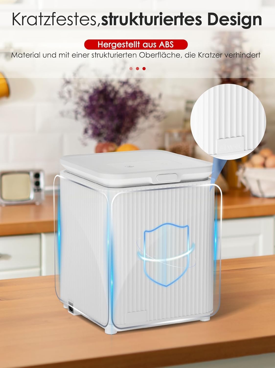 SQUEEZE master Elektrischer Komposter, 3,5 L Lebensmittelkomposter für die Küche, intelligenter Kompostbehälter für Lebensmittelabfälle, verwandelt Lebensmittelabfälle in Kompostdünger, weiß