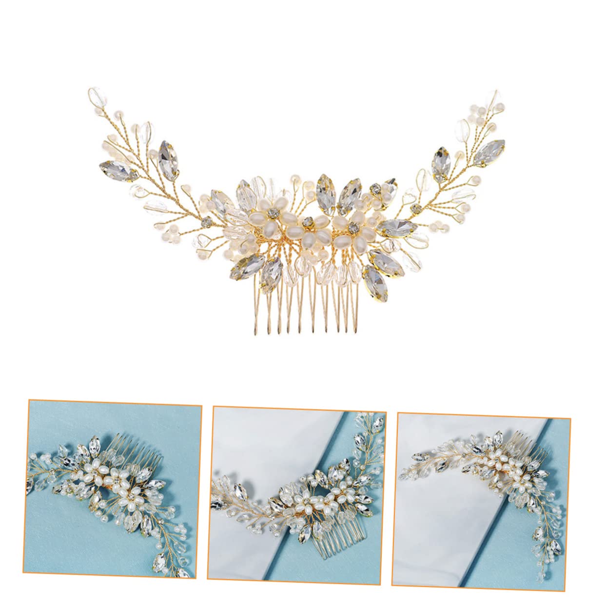 Angoily Luxury Pearl Hair Comb Wedding Hair Accessory Bridal Headdress Ideal Bride