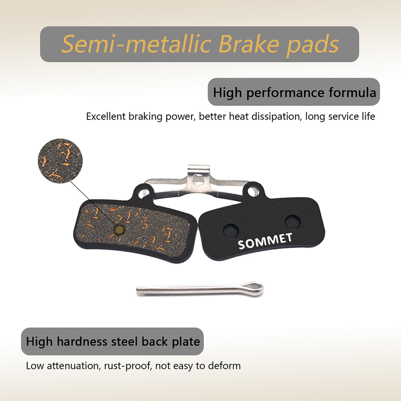 4 coppie SOMMET Pastiglie freno a disco semi-metallico per Saint BR-M810 M820 Zee BR-M640