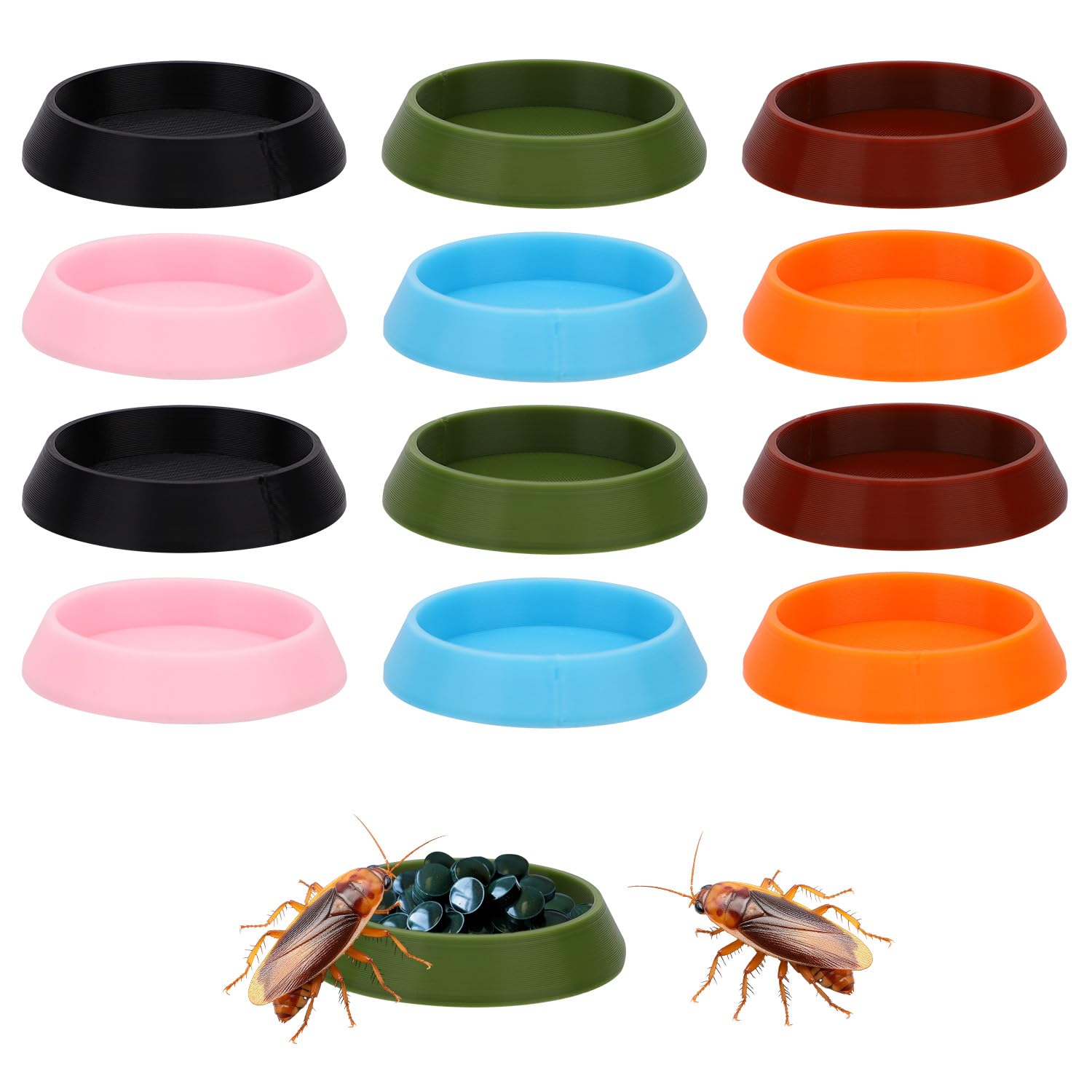 Sinbana 12pcs Colorful Reptile Food Dish Bowls, Plastic Mini Reptile Food and Water Feeder Dish for Bearded Dragon Dubia Isopods Springtails Lizard Gecko Frog Pet Tortoise and More (6 Colors)