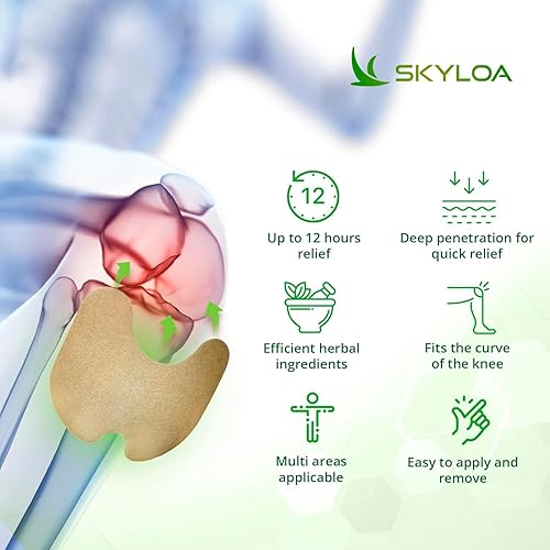 Miniatura 5 de Parches de alivio de rodilla, parches de calor para articulaciones de espalda, hombros y cuello, parches de hierbas para rodilla, adhesivo de