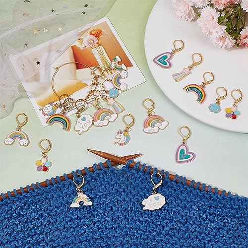 SUNNYCLUE 1 Box 20Pcs Knitting Stitch Markers Crochet Stitch Marker Rainbow Colorful Leverback Charms Cute Knitting for Weaving Sewing Needleworks Women DIY Craft - Image 4
