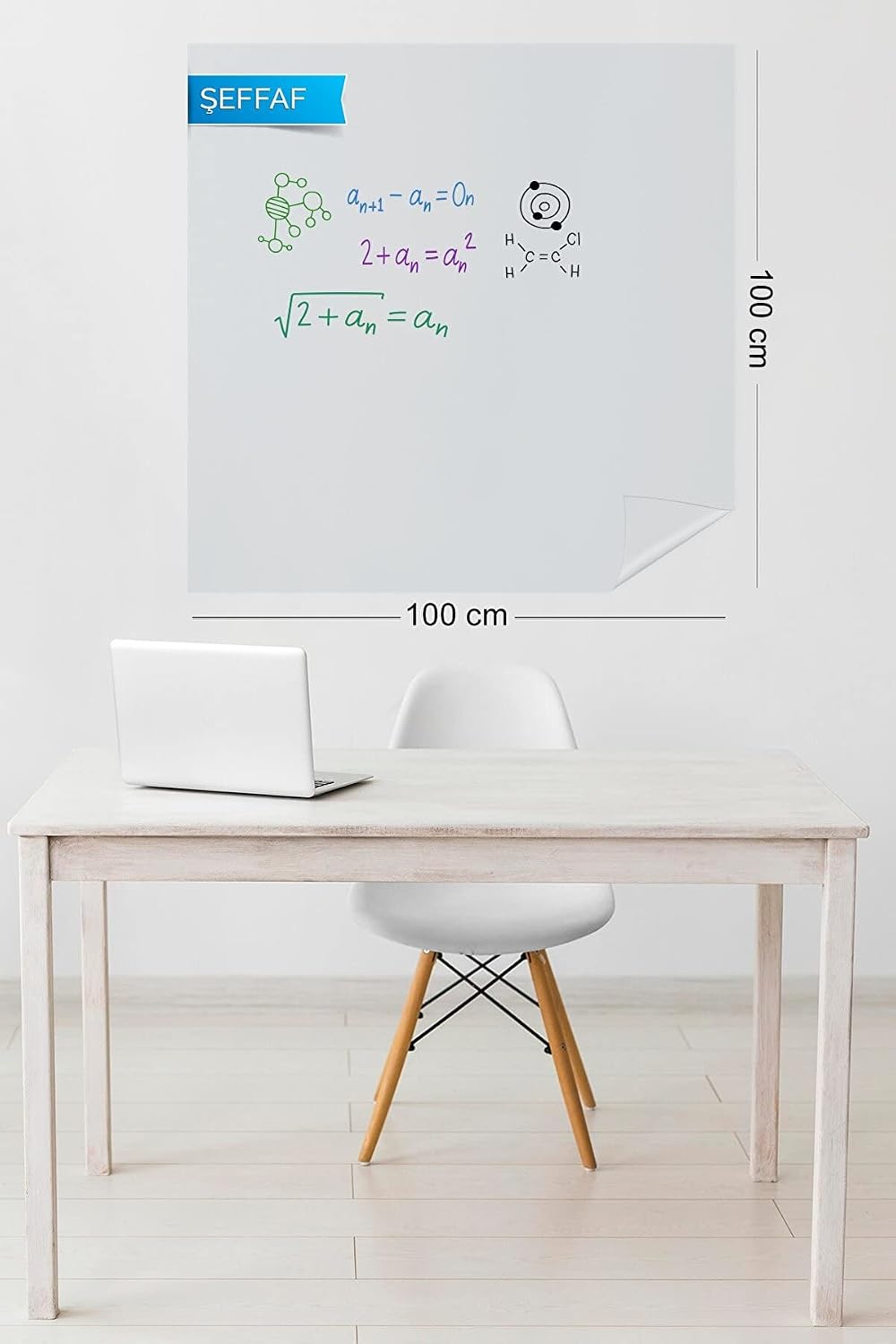 Fark Tanıtım Şeffaf, 2 Adet Yapışkansız Tutunan, Statik, Pratik Yazı Tahtası, Elektrostatik Kağıt (centimeters, 100 x 100)