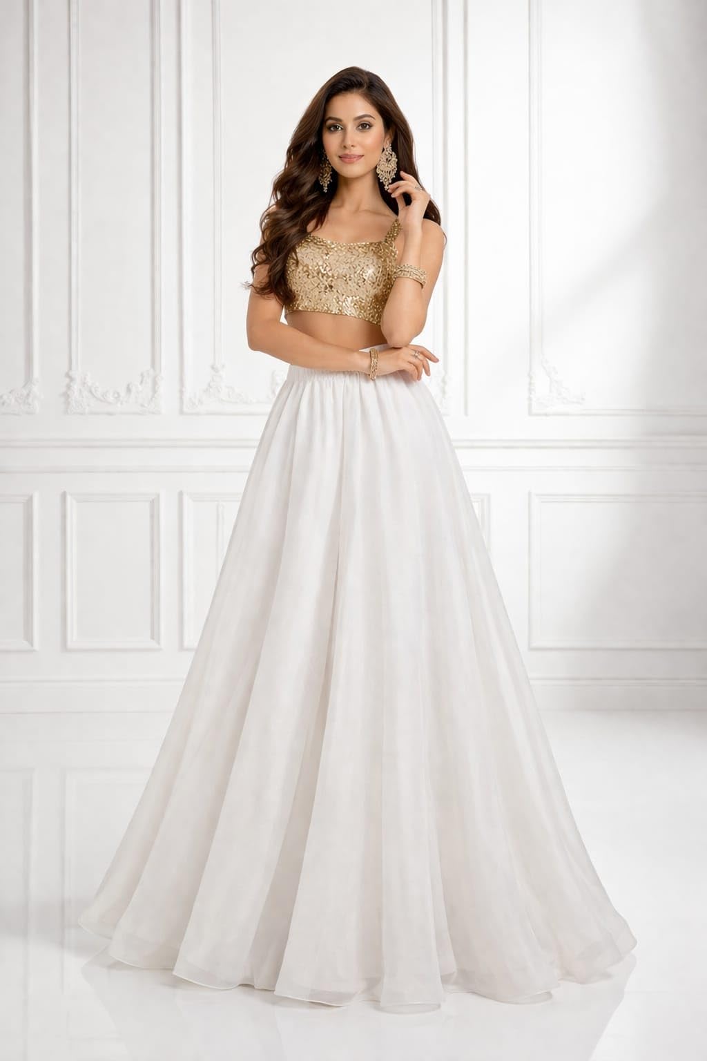 Women's Chiffon Wide Leg Palazzo Pants, Flowy Elastic Waist, Ethnic, Multiple Colors-picture-57