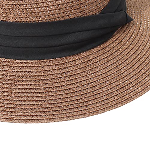 DRESHOW Women Straw Panama Hat Travel Fedora Beach Sun Hat Summer Wide Brim Straw Roll up Hats UPF 50+ by DRESHOW - Used condition - Image 6