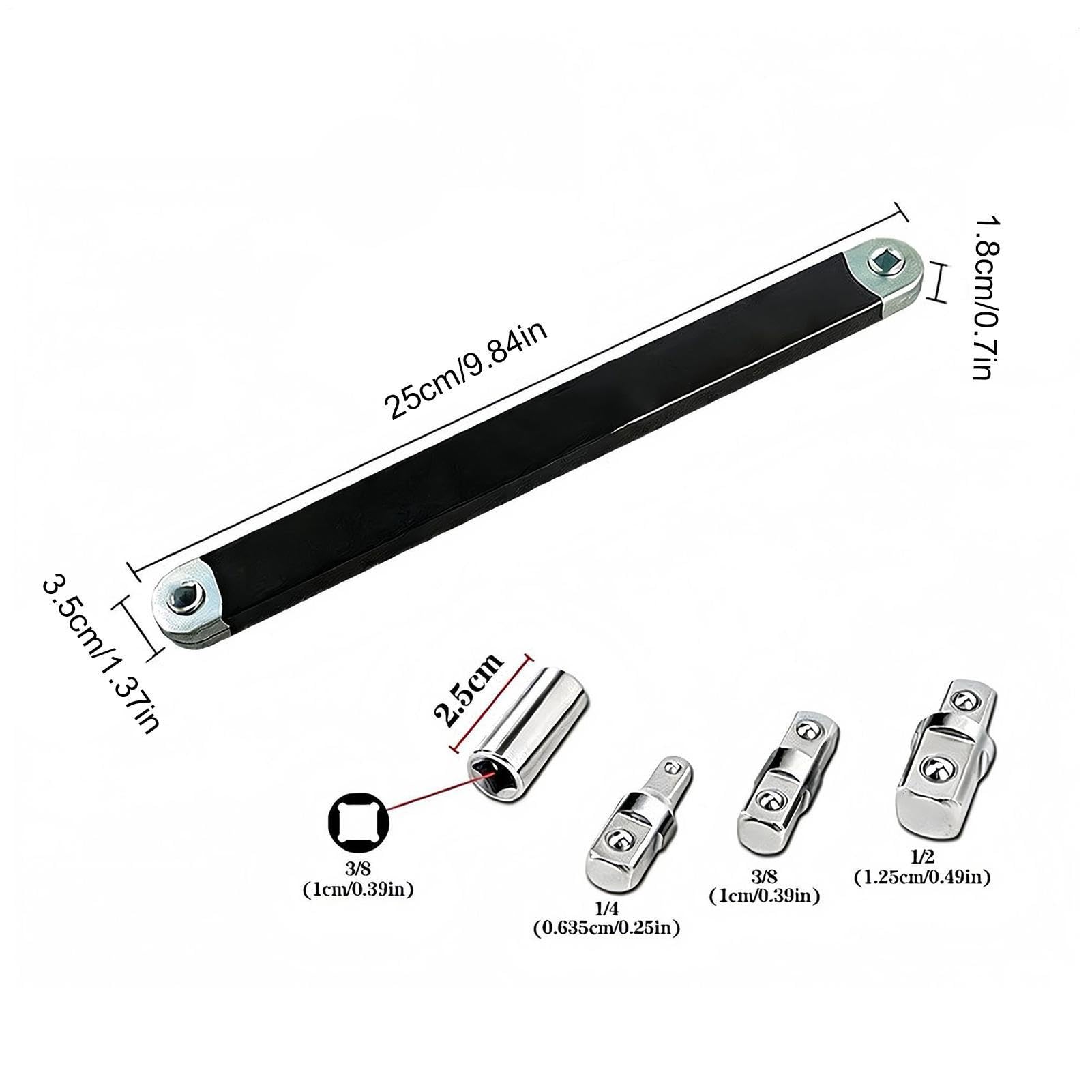 Extensión de trinquete compensada – Llave de mantenimiento de desplazamiento de trinquete de 3/8 pulgadas | Llave de extensión de mantenimiento – para mecánica, automotriz, talleres, industria