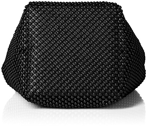 Jessica McClintock womens Jessica Mcclintock Gwen Ball Mesh Ring Wristlet Pouch Clutch Evening Bag, Black, One Size US - Thumbnail 4