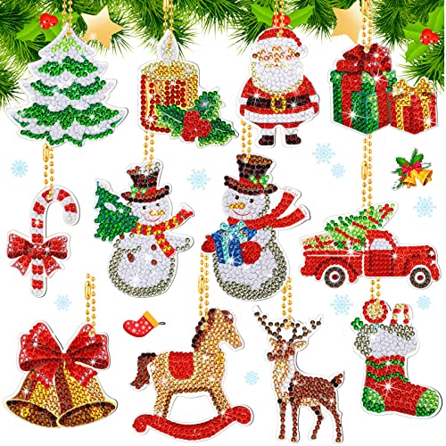 Ferraycle 12 Pcs Diamond Art Christmas Ornaments Christmas Diamond...