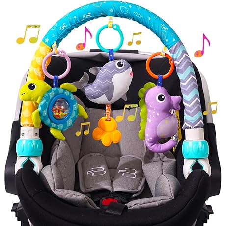 Baby Stroller Arch Toy Clip On - Universal Activity Bar for Bassinet or Crib