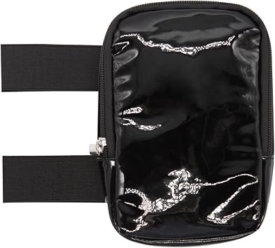 Long Keeper Holographic Thigh Bag for Women Adjustable Carnival Leg Bag Colorful Fashion Rave Phone Holder for Party Travel Black