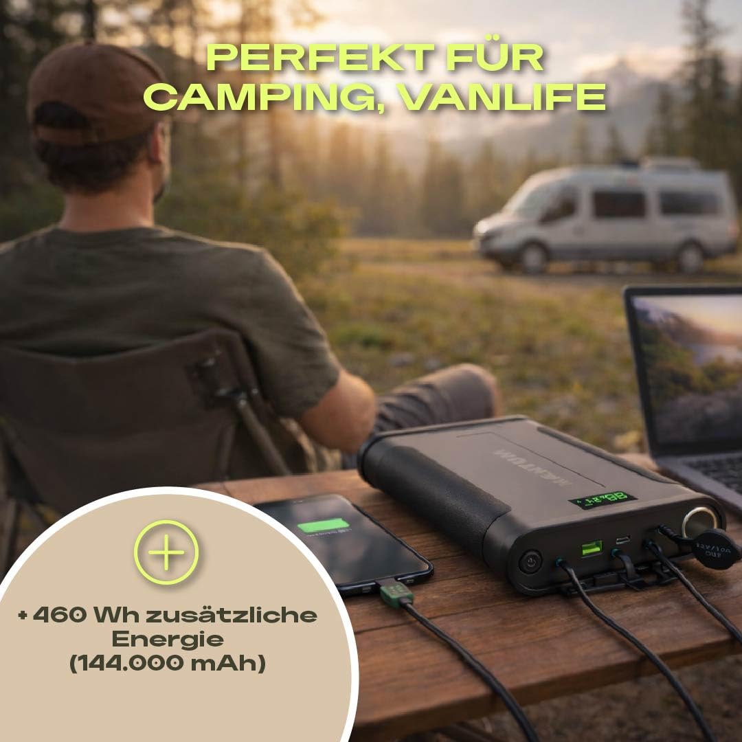 X-TRA Akku Power Bank 154 Wh I Kompakte Powerstation I LiFePO4 Akku I Magnetischer Zusatzakku für Kühlboxen I Ice Cube kompatibel I USB-C PD 60W, Solar Ready I Powerbank für Camping & Outdoor