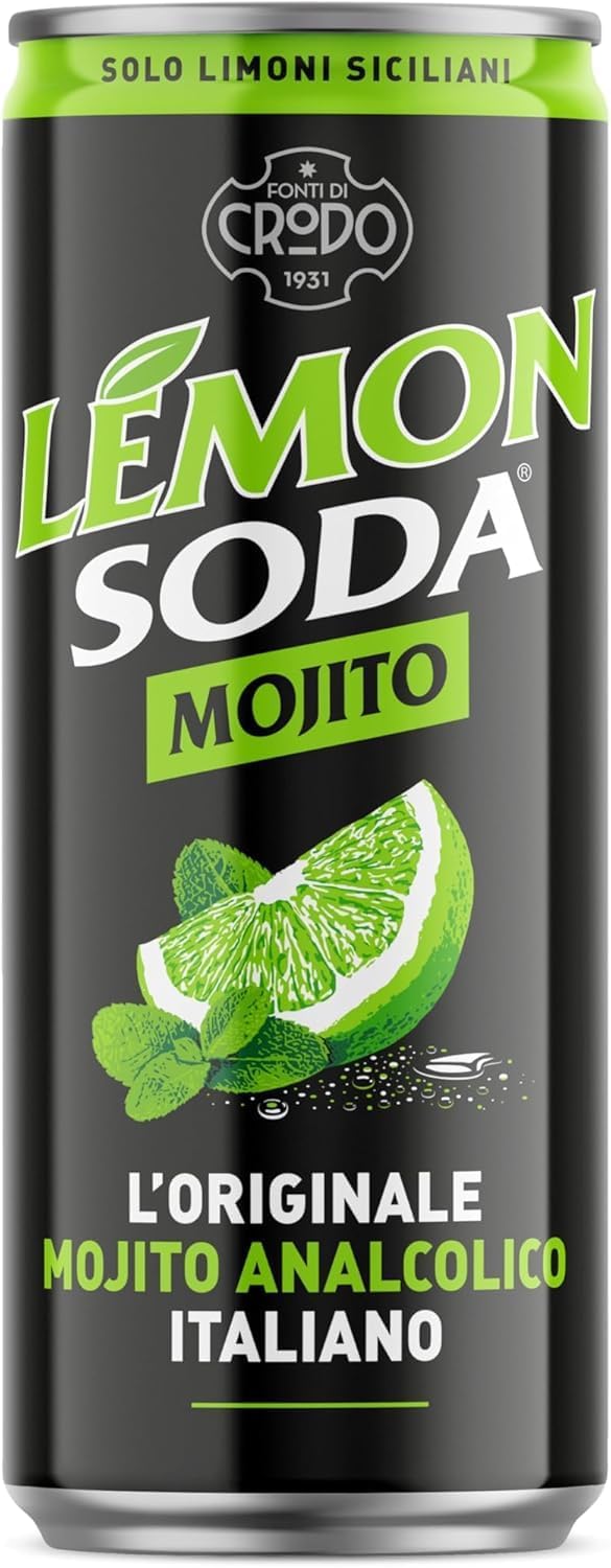 Italian Gourmet Bundle 48x33cl Mojito alkoholfrei Limonade + Italian Gourmet Polpa – Zitronenlimonade Softdrink, Lemon Soda Erfrischungsgetränk, Dosen Getränk Vorratspack Party Drink