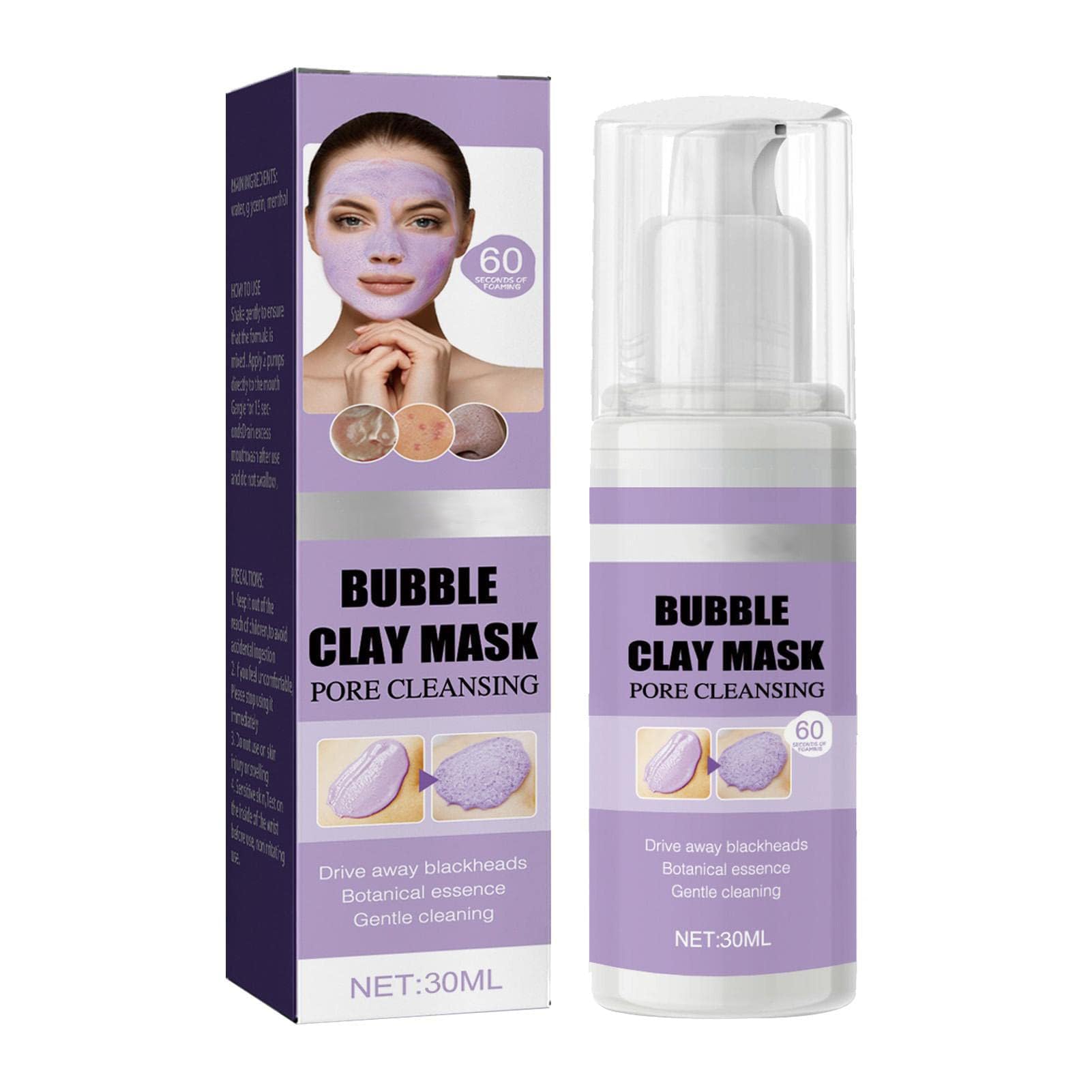 TERRIFIBubble Clay Mask, Purifying & Hydrating Mask for Dry Skin, Reduces Excess Oil, Nourishing Skin Care Treatment