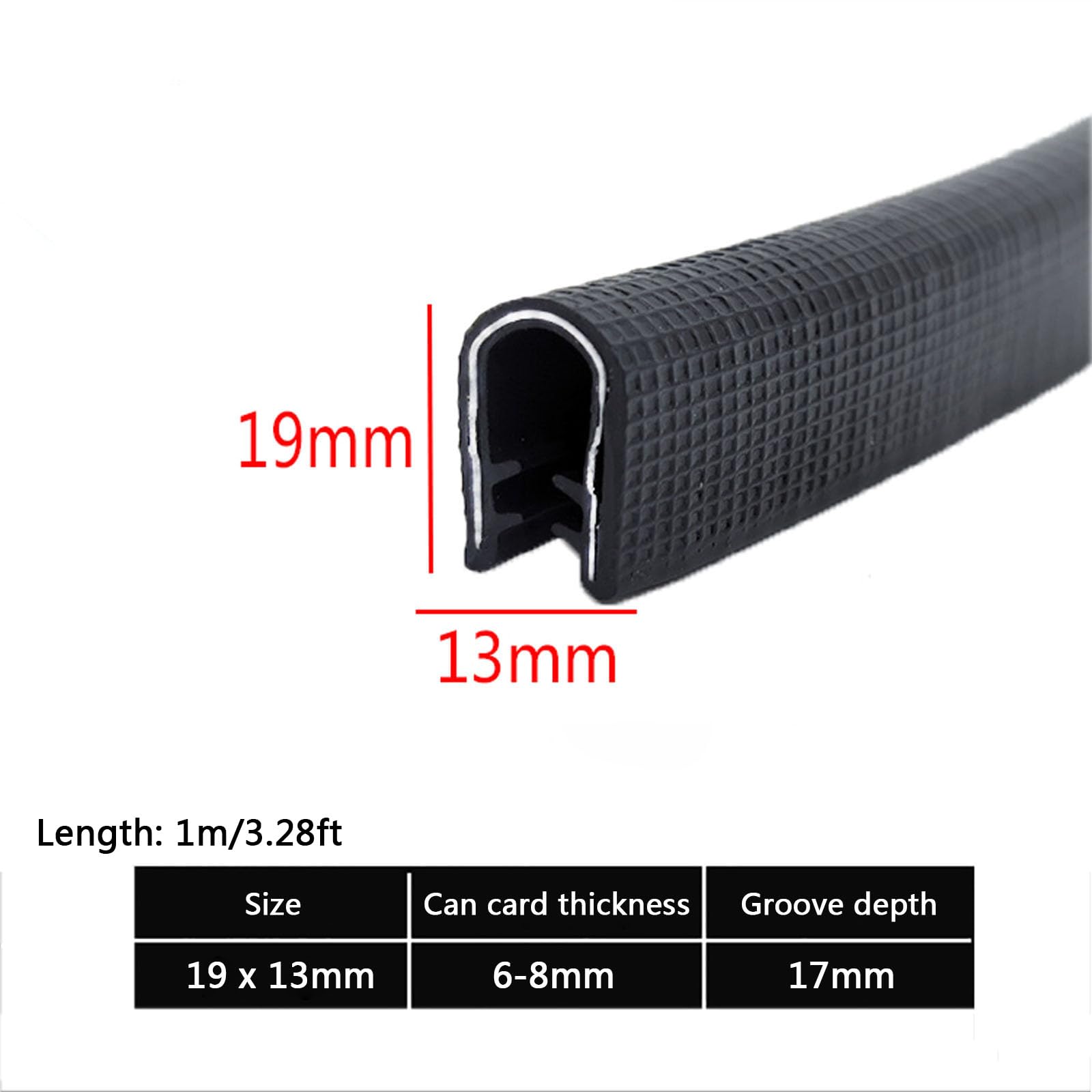 U-förmige Kantenleiste, U-förmige Kantenschutzstreifen aus Gummi(19mm x 13mm)
