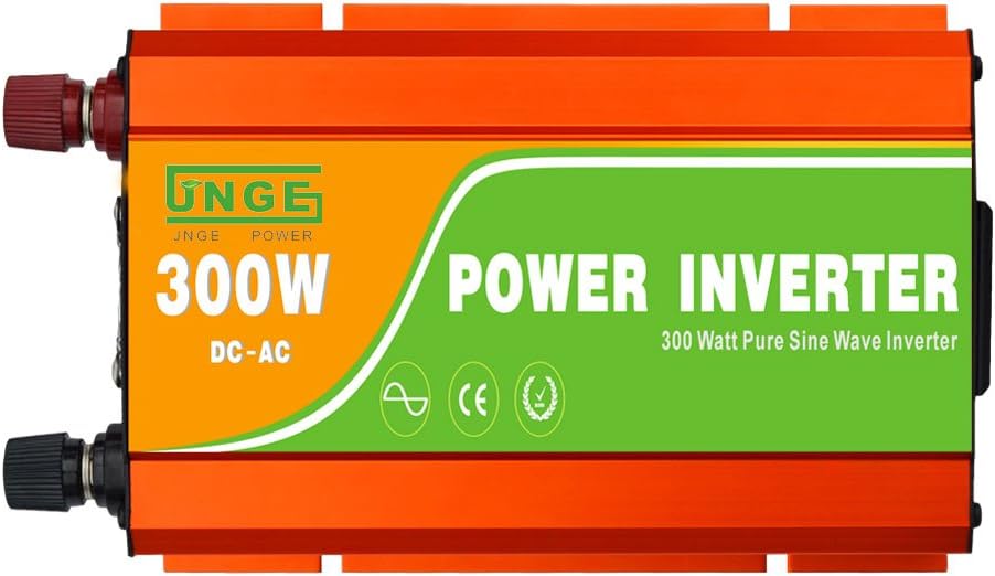Power 300W DC to AC Pure Sine Wave Solar Power Inverter with 5V USB and 120V AC Output outlets (12V)