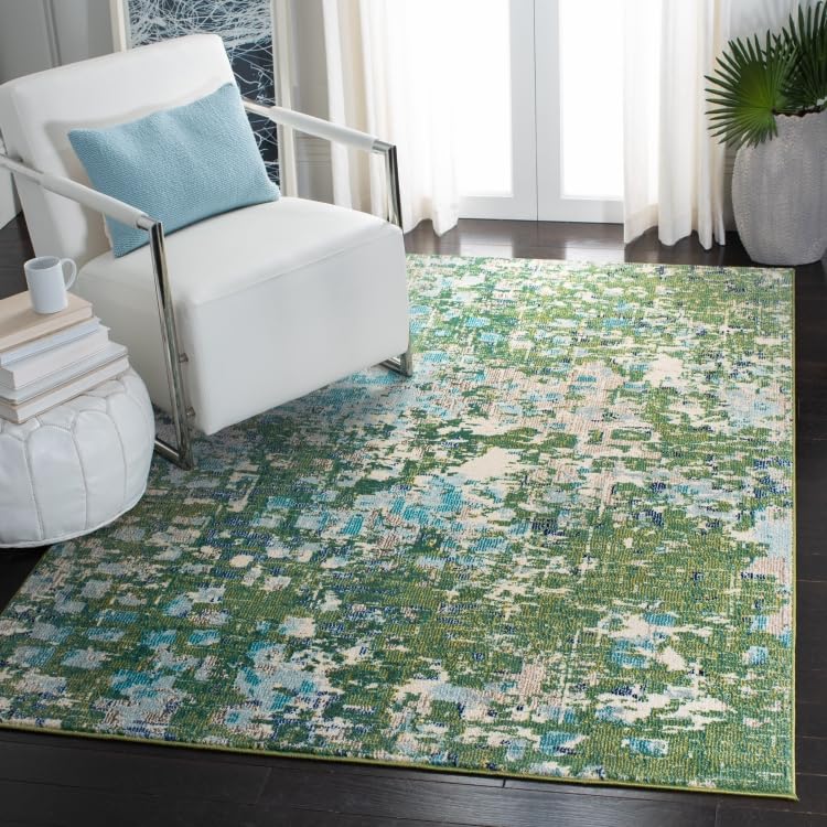 Safavieh Boho Rug for Living Room Dining Room, Bedroom - Madison Collection, Short Pile, in Green and Turquoise, 122 X 183 cm - Image 2