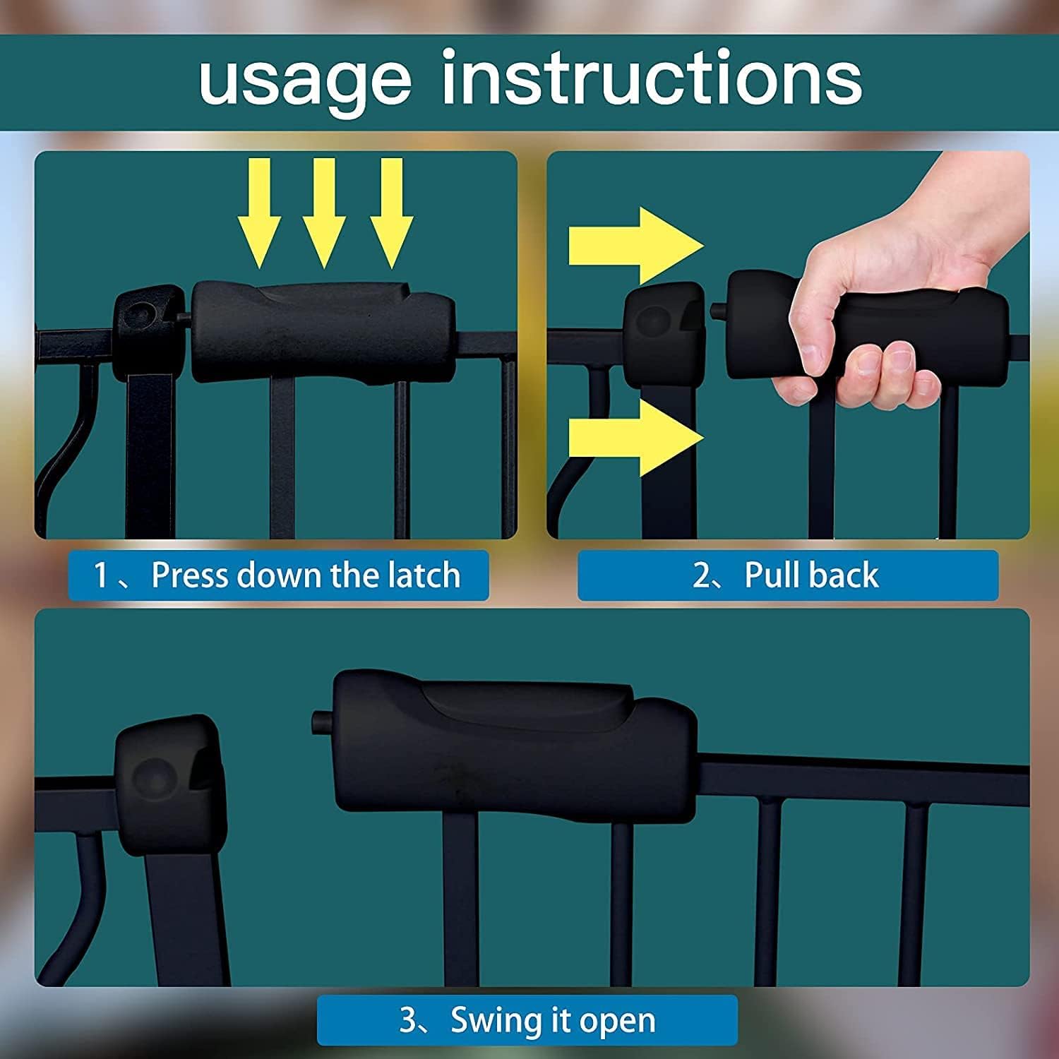 Narrow Baby Gate for Narrow Doorways Small Black Tension Indoor Safety Gates Auto Close Walk Through Metal Dog Gate for The House Doorways Stairs (29.13"-33.86"/74-86CM, Black)