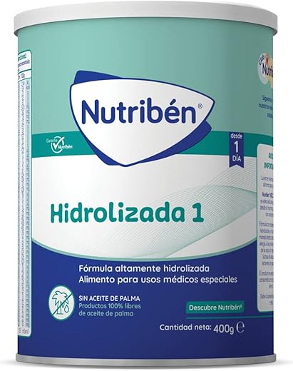 Nutribén Hidrolizada 1 - Leche Bebé 1 para Intolerantes a la Lactosa o APLV desde el Primer Día | Alimento Completo | sin Aceite de Palma | con Cacito Dosificador Incluido | 1 Bote de 400g