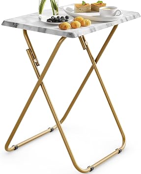 HUANUO Folding TV Tray Table -Stable Tray Table with No Assembly Required, TV Dinner Tray for Eating, Foldable Snack Tables for Bed & Sofa Marbling