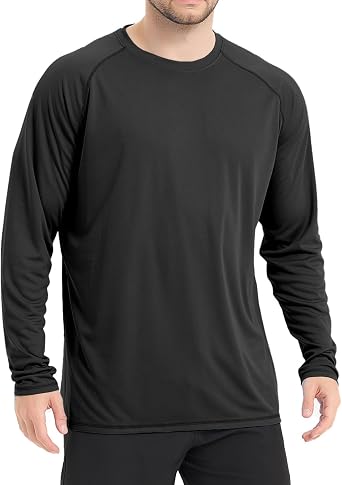 Guooolex UPF 50+ Rash Guard for Men Long Sleeve Swim Shirts Loose Fit Outdoor SPF Sun Protection Shirts Quick Dry