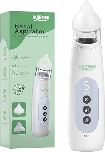 DUIEYNO Baby Nasal Aspirator, Electric Nasal Aspirator, Automatic Nasal Cleanser for Baby & Toddler, 5-Speed Adjustable Suction Power, Relieve Nasal Congestion, Low Noise (White)