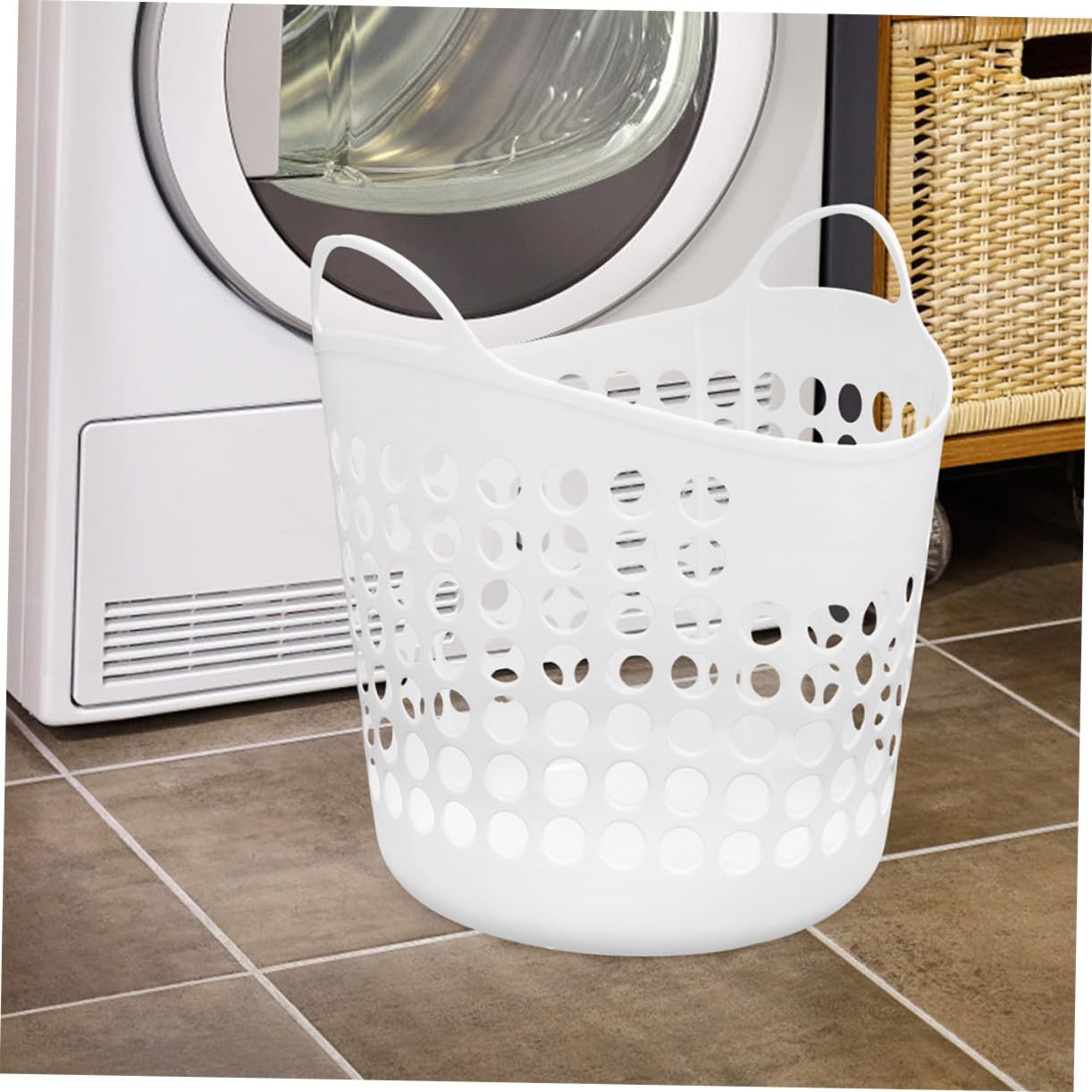 Cesto Portabiancheria Portatile 40l in Plastica Riutilizzabile Design Traforato Per Bagno e Camera, Capiente e Leggero Per La Raccolta Indumenti Sporchi