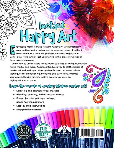 Let's Get Creative with Markers: A Creative Workbook for Coloring, Shading, Blending, and Beyond (Design Originals) Beginner's Guide with Step-by-Step Instructions, from Hello Angel (Instant Happy) - Image 2