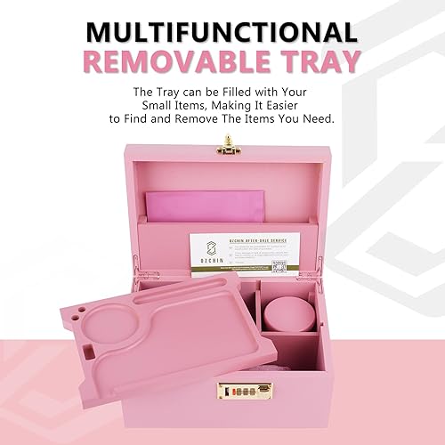 Miniatura 4 de OZCHIN Caja de bambú grande con cerradura de combinación Caja decorativa para almacenamiento de almacenamiento con cerradura para el hogar Caja de