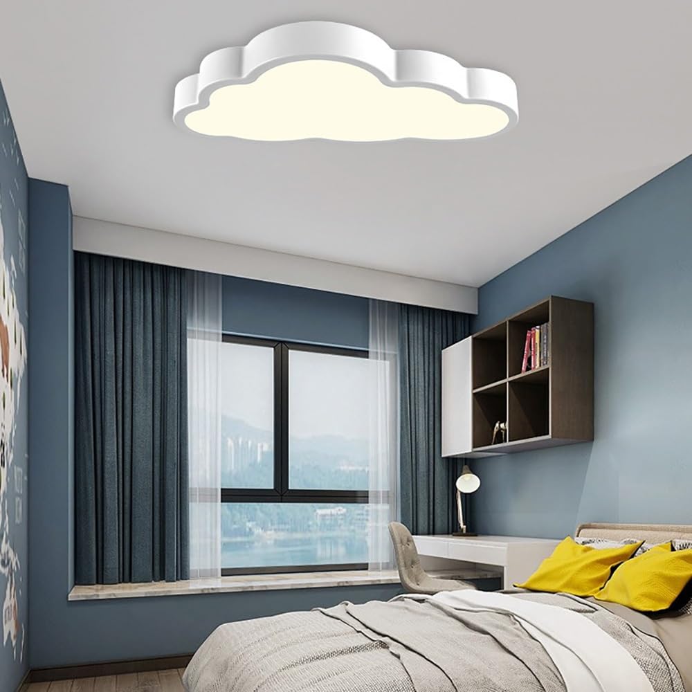 Nordycka Chmura Lampy Sufitowa LED, Plafon Falisty Niski Profil Oświetlenie Sufitowe Ściemnialne Styl Bajkowy do Sypialni Pokoju Dziecka(White(3000K),50cm/19.68in)