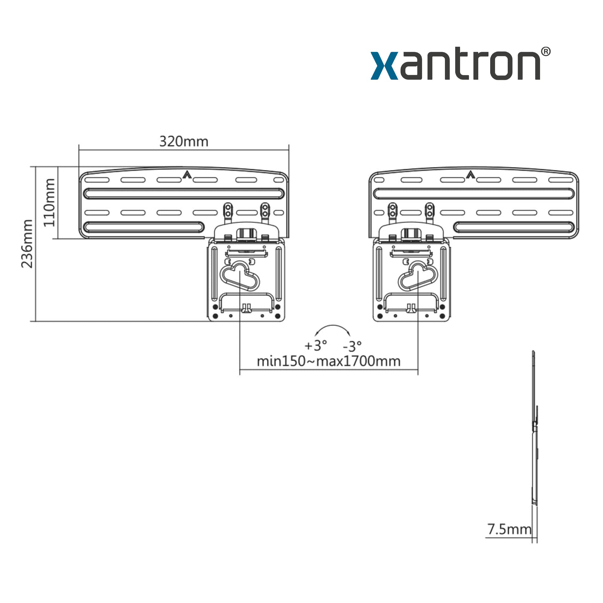Xantron® SF01 Staffa TV muro Samsung 43-85 pollici/Porta TV da parete Slim Fit/max. 60 kg/supporto a muro per TV/con materiale di montaggio incluso