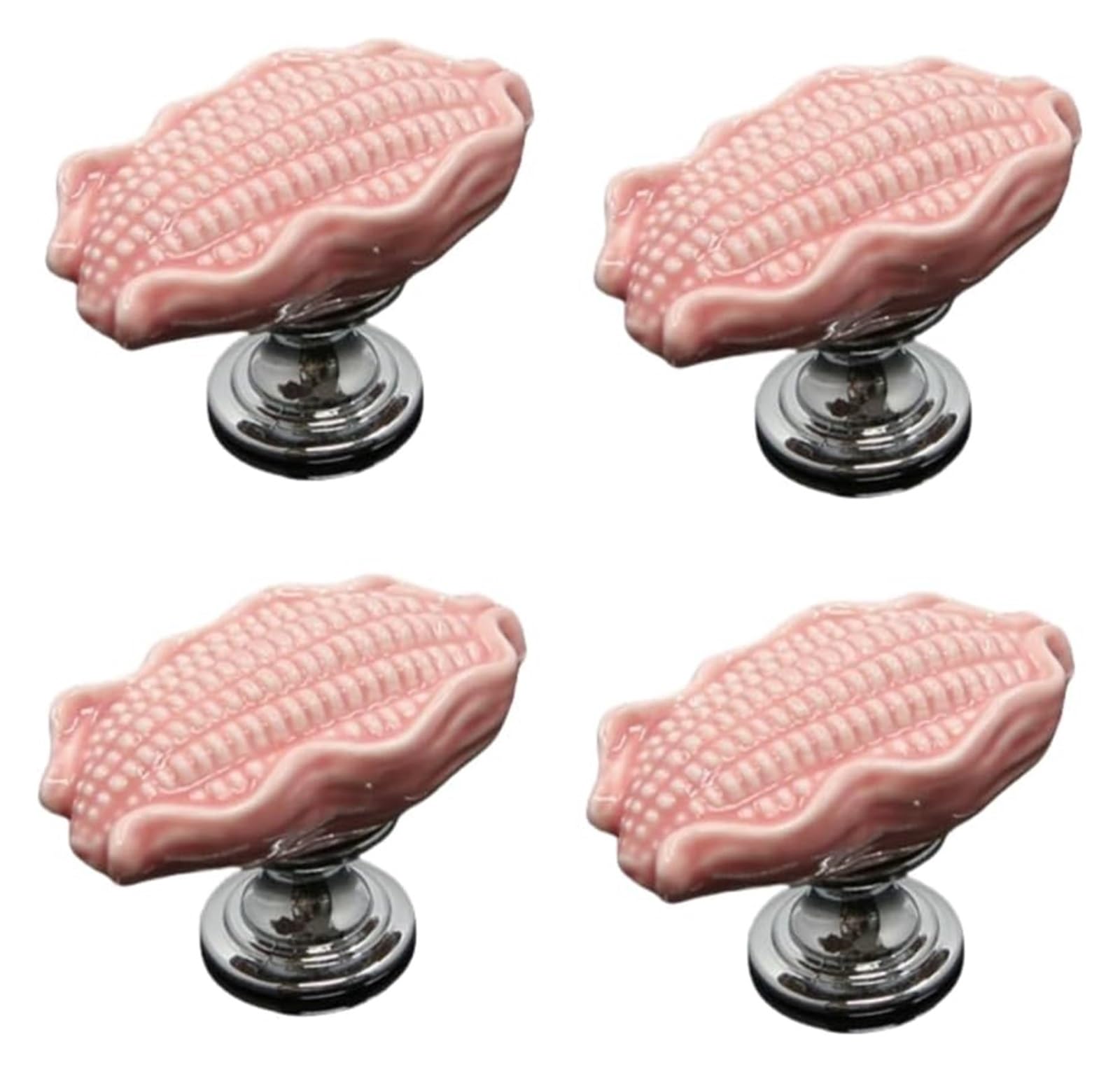LQZAXSRDR Ceramic Cupboard Drawer Handle Knobs, Ceramic Door Knobs, 4 Pcs and Zinc Alloy Drawer Handles Multicolor 49x36x31mm(Pink)