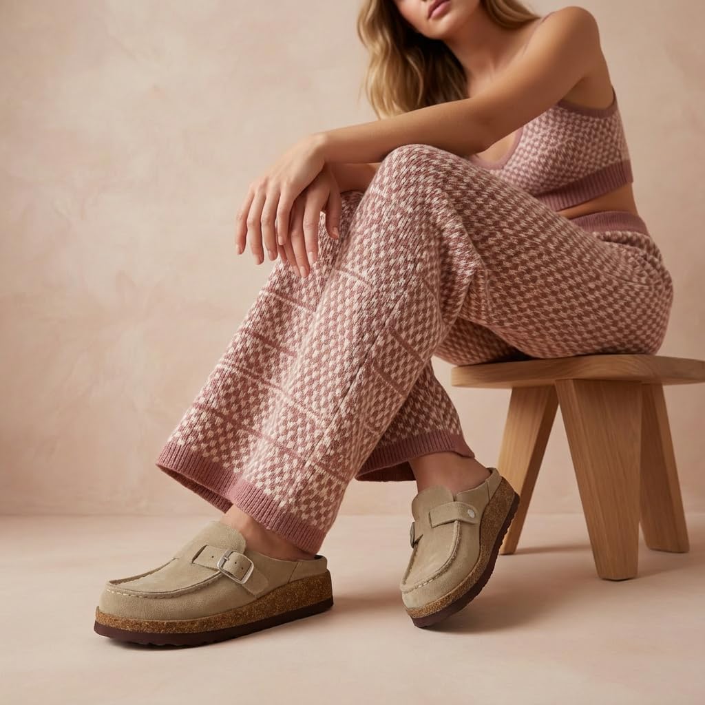 CUSHIONAIRE Hobby Genuine Leather Suede Mule Clogs for Women with Buckle Strap and Cork Footbed, Supportive All-Day Comfort in Womens Shoes - Image 2